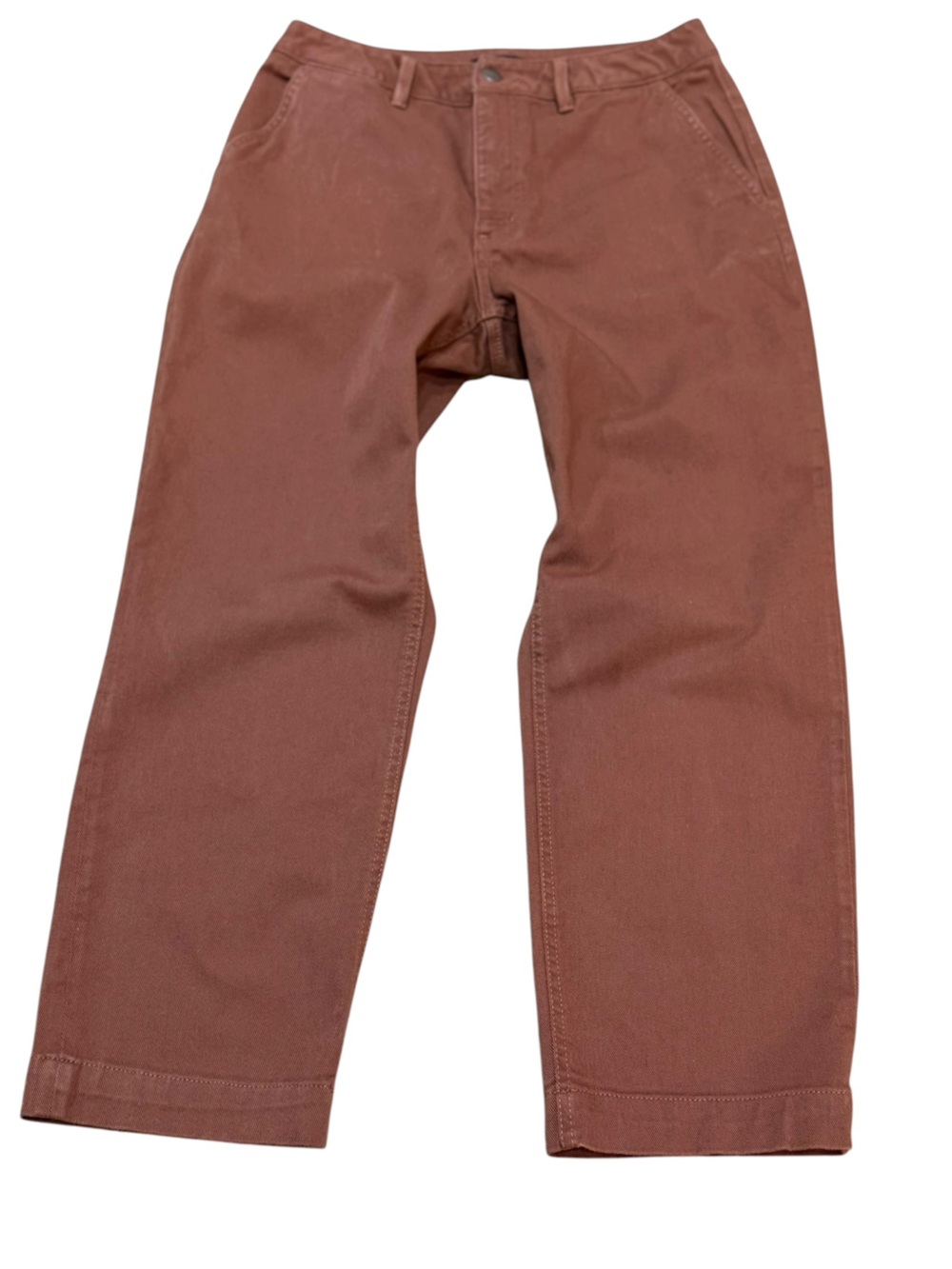 Quince Organic Cotton Twill Straight Leg Cropped Pants Rust Size 6 Quiet Luxury